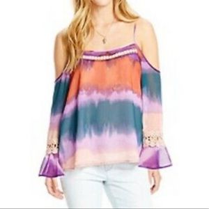 Jessica Simpson Cold Shoulder Tie Dye Top